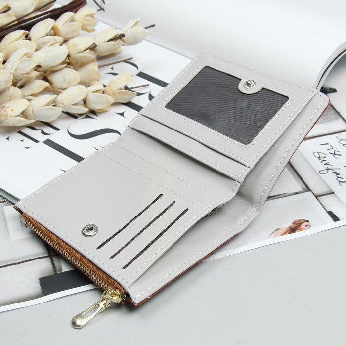 Кошелёк женский, 3 отдела, для карт, для монет, цвет коричневый