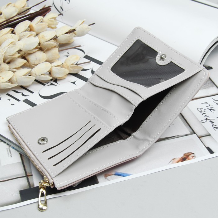 Кошелёк женский, 3 отдела, для карт, для монет, цвет розовый