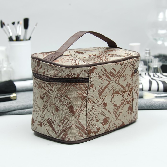 Косметичка-сундучок «Ромбы», отдел на молнии, цвет бежевый