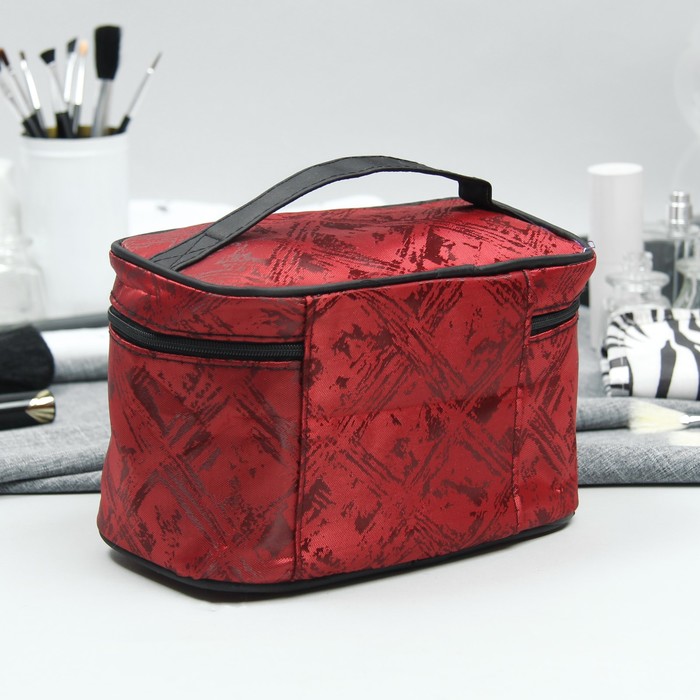 Косметичка-сундучок «Ромбы», отдел на молнии, цвет бордовый