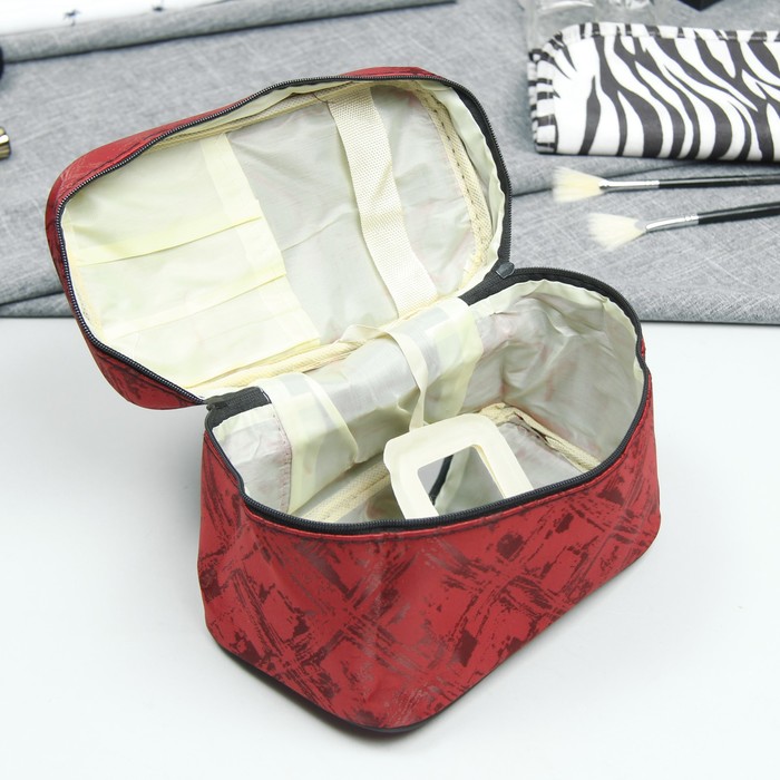 Косметичка-сундучок «Ромбы», отдел на молнии, цвет бордовый