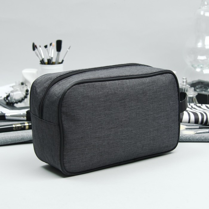 Косметичка дорожная «Минимализм», отдел на молнии, наружный карман, цвет чёрный