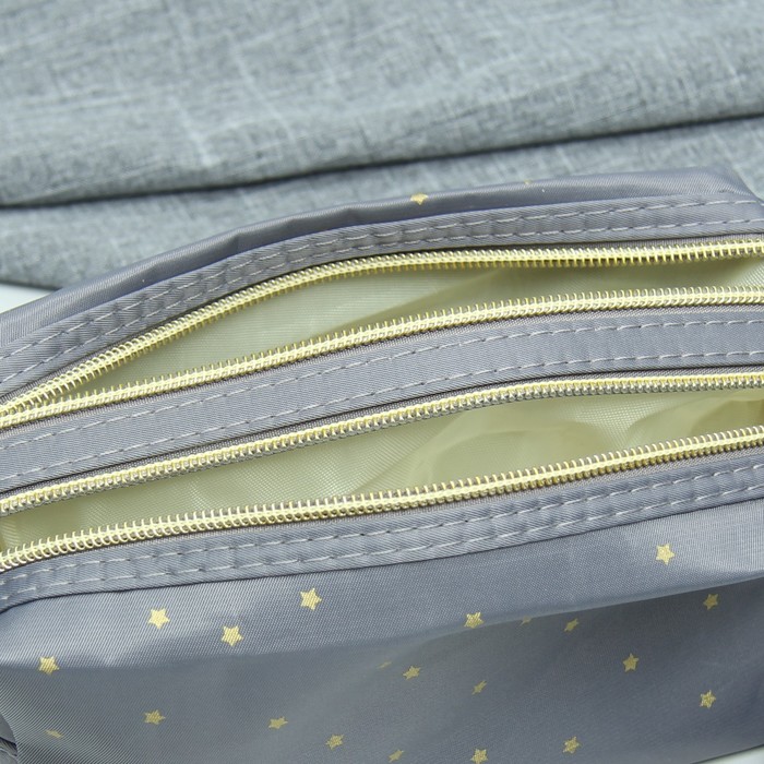 Косметичка «Звёзды», 2 отдела на молниях, ручка, цвет серый