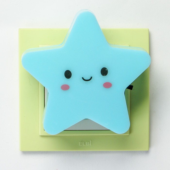 Ночник пластик LED "Звёздочка" с выключателем 220В МИКС 8х8,5х5 см