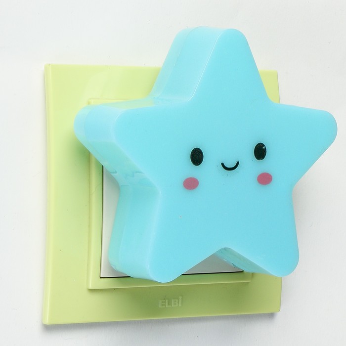 Ночник пластик LED "Звёздочка" с выключателем 220В МИКС 8х8,5х5 см