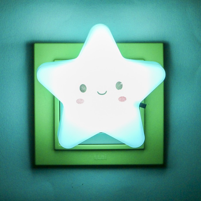 Ночник пластик LED "Звёздочка" с выключателем 220В МИКС 8х8,5х5 см