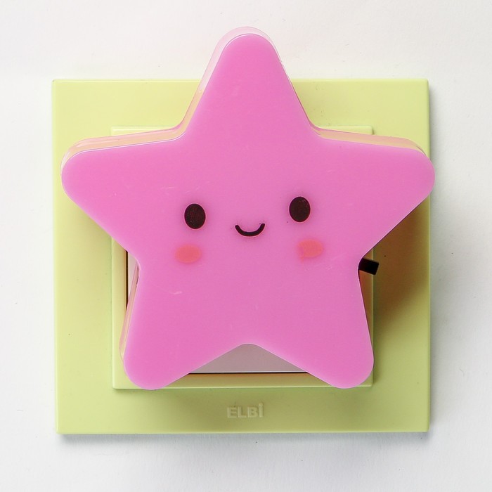 Ночник пластик LED "Звёздочка" с выключателем 220В МИКС 8х8,5х5 см