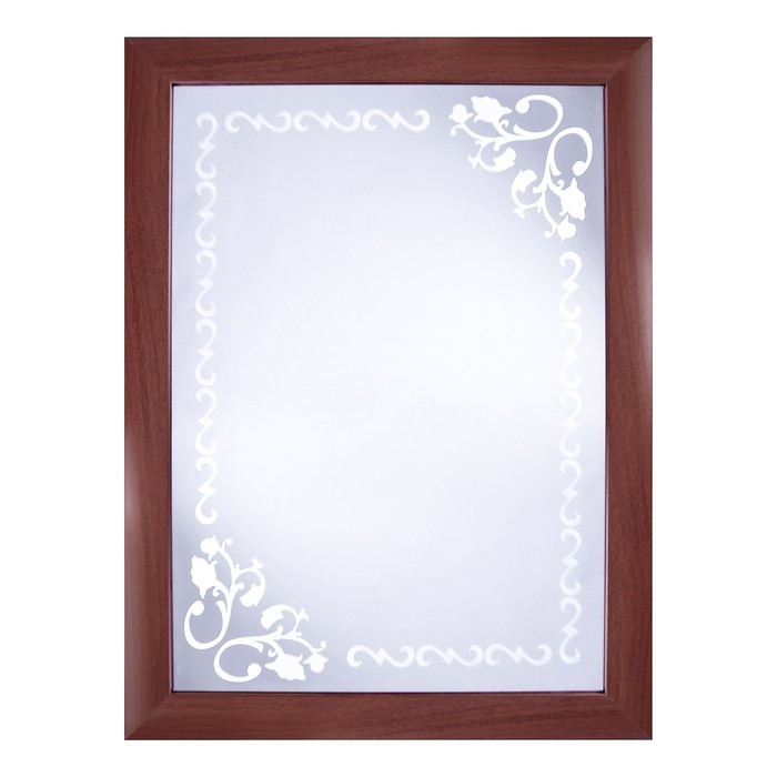 Зеркало «Листочки», настенное, в багете итальянский орех, матирование, 60×80 см