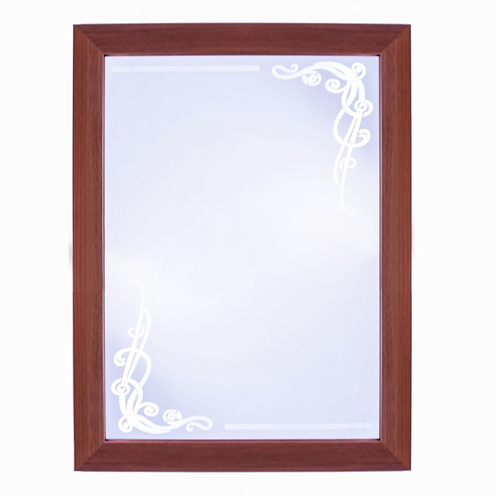 Зеркало «Узор», настенное, в багете итальянский орех, матирование, 60×80 см