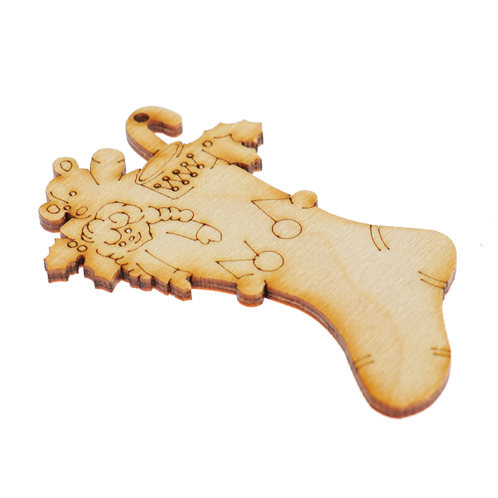 Украшение для декора "Носок с подарками" из фанеры 6х10 см