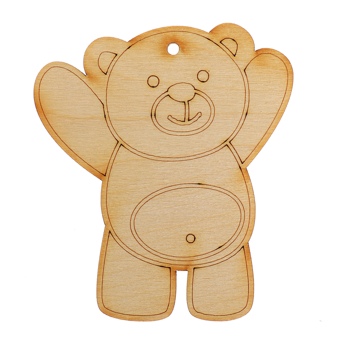Украшение для декора "Радостный мишка" из фанеры 8,5х10 см