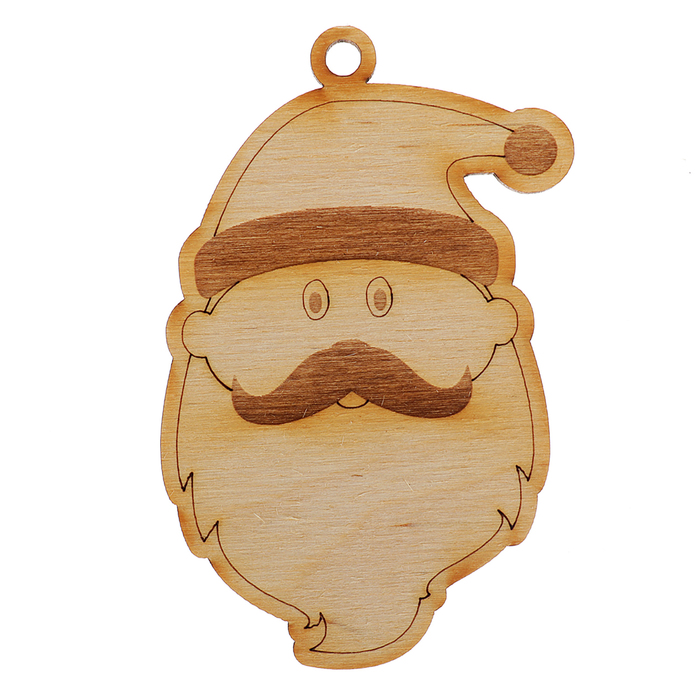 Украшение для декора "Санта с усами" из фанеры 6х10 см