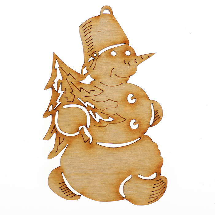 Украшение для декора "Снеговик с ёлкой" из фанеры 6х10 см
