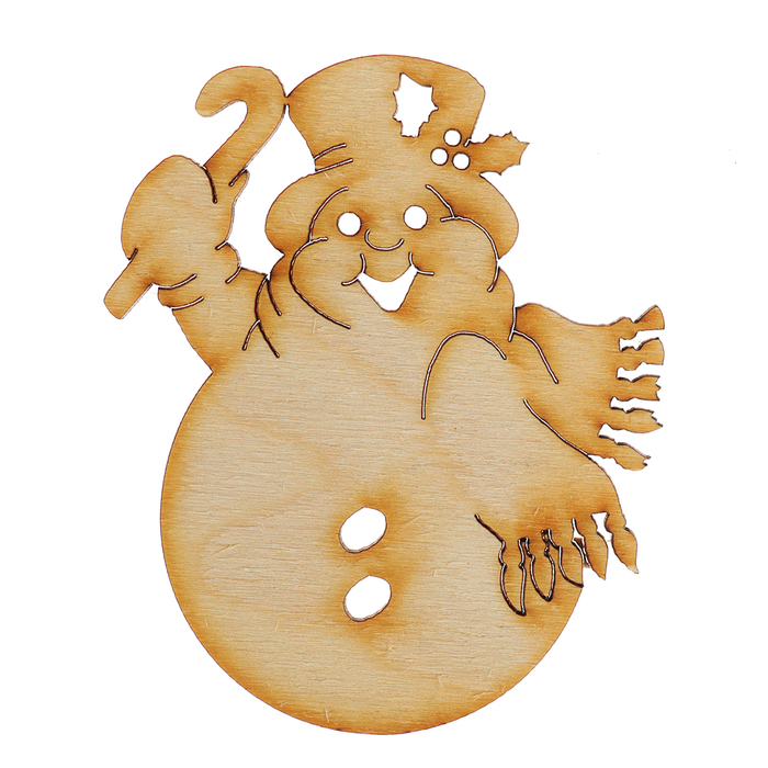 Украшение для декора "Снеговик с тростью" из фанеры 8х10 см