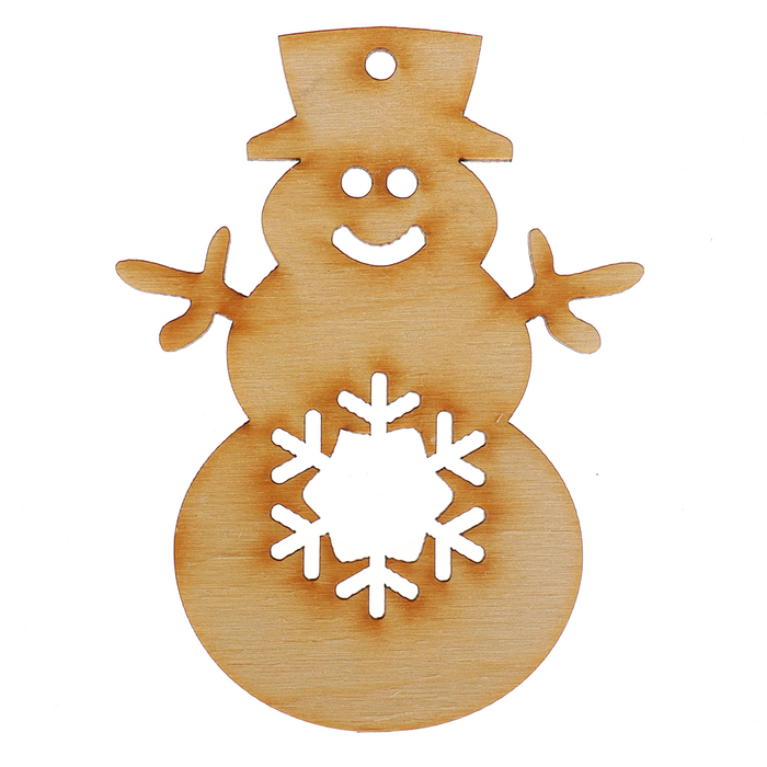 Украшение для декора "Снеговик со снежинкой" из фанеры 7,5х10 см