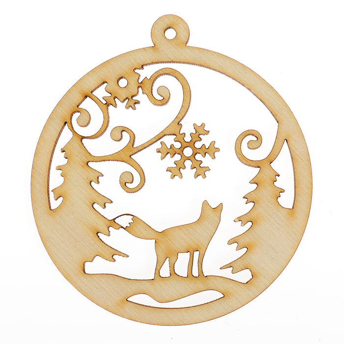 Украшение для декора "Шар новогодний. Волк" из фанеры 9х10 см