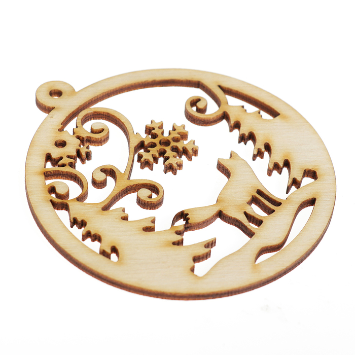 Украшение для декора "Шар новогодний. Волк" из фанеры 9х10 см