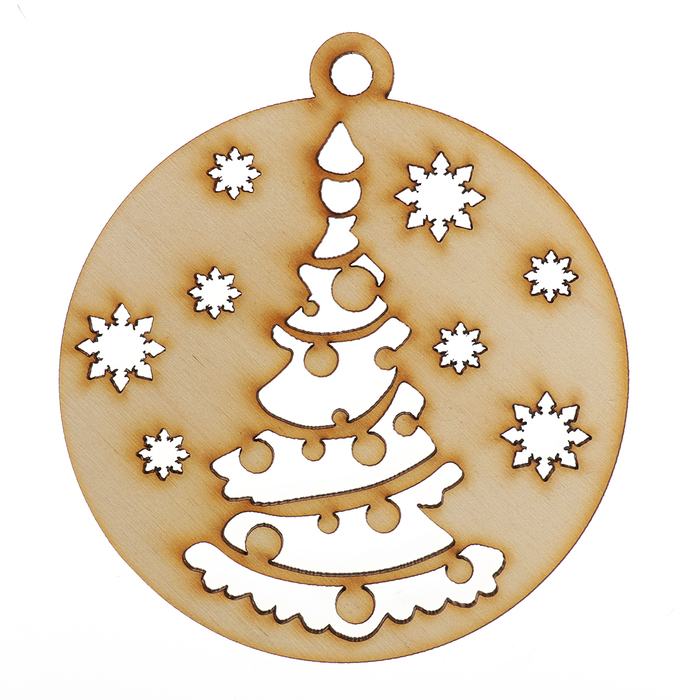 Украшение для декора "Шар новогодний. Ёлочка под снегом" из фанеры 9х10 см