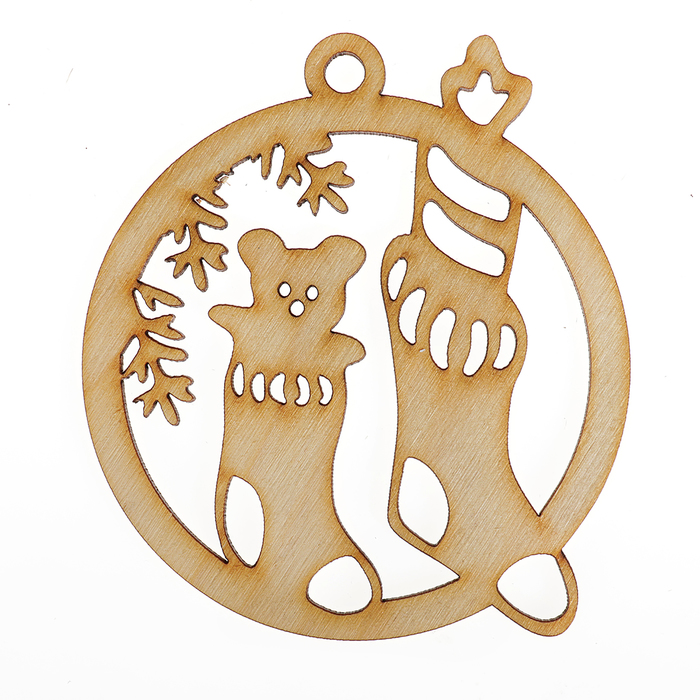 Украшение для декора "Шар новогодний. Носочки" из фанеры 9х10 см