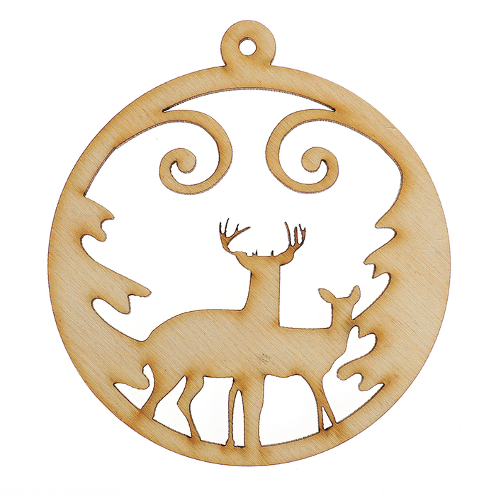 Украшение для декора "Шар новогодний. Олени" из фанеры 9х10 см