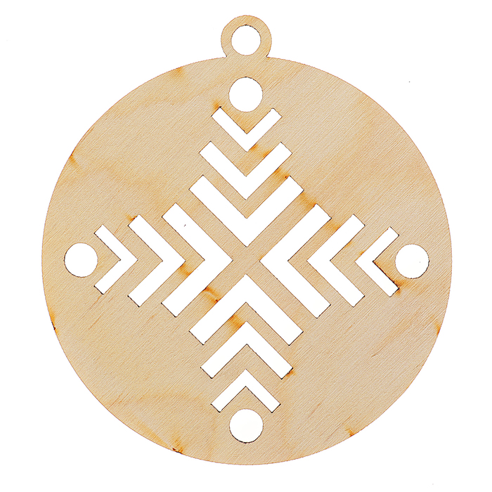 Украшение для декора "Шар новогодний. Полосатая снежинка" из фанеры 9х10 см