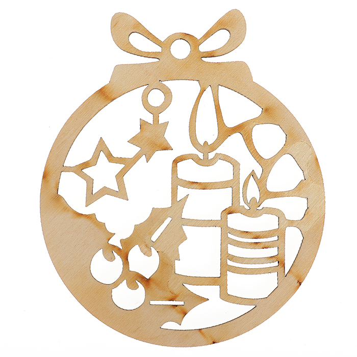 Украшение для декора "Шар новогодний. Уютная обстановка" из фанеры 8,5х10 см