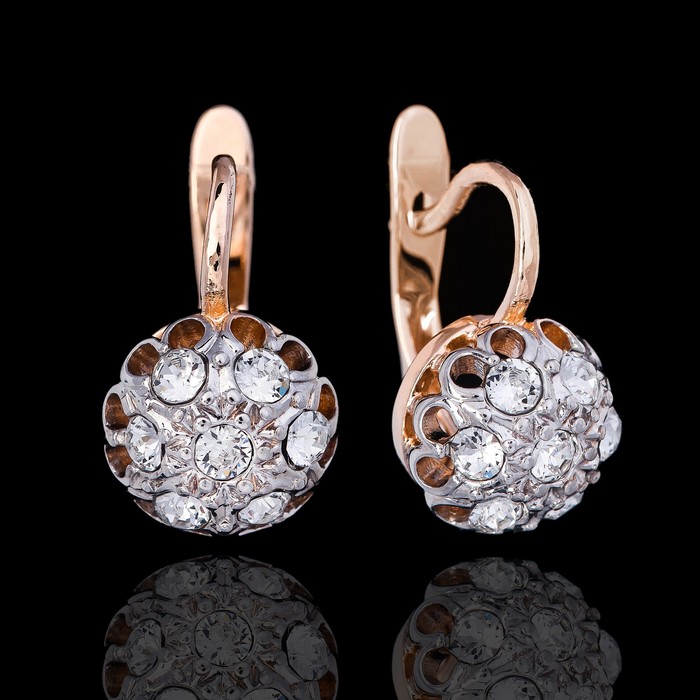 Серьги "Малинка", цвет белый в золоте