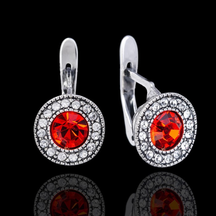 Серьги "Лоо", цвет розовый в чернёном серебре