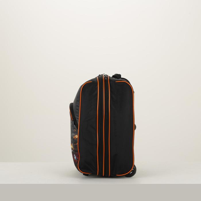 Чемодан малый «Гонка», отдел на молнии, наружный карман, цвет чёрный