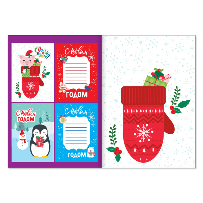 Книжка с наклейками «Сделай открытку. Дед Мороз», 12 страниц