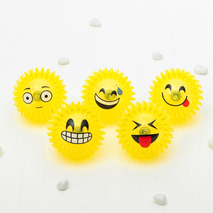 Мяч световой "Смайл" прозрачный 7,5 см, виды МИКС