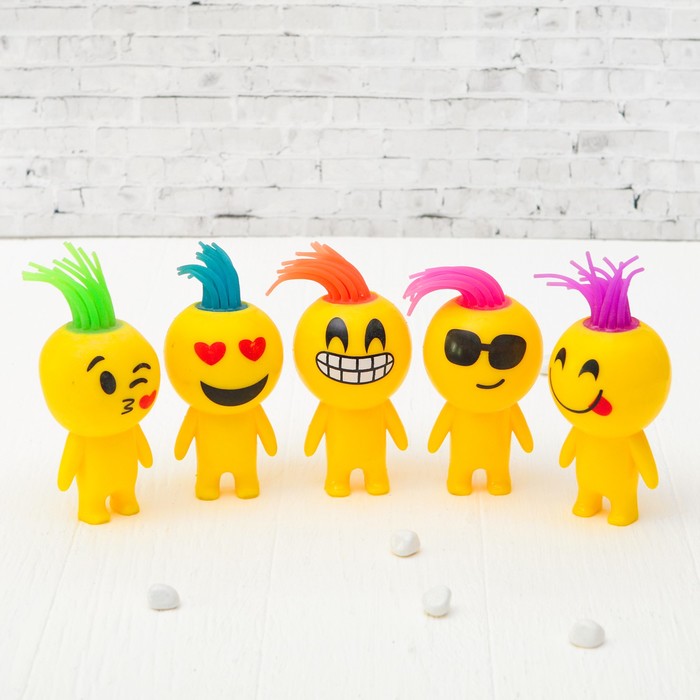 Мяч световой "Смайлик" с волосами, виды МИКС