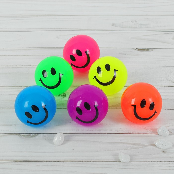 Мяч световой "Смайлик" 5,5 см, цвета МИКС