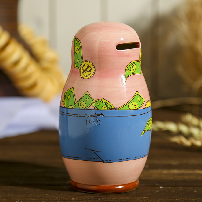 Копилка керамика матрёшка "Хрюн - богатей-ка!" 15х8,3х8,3 см