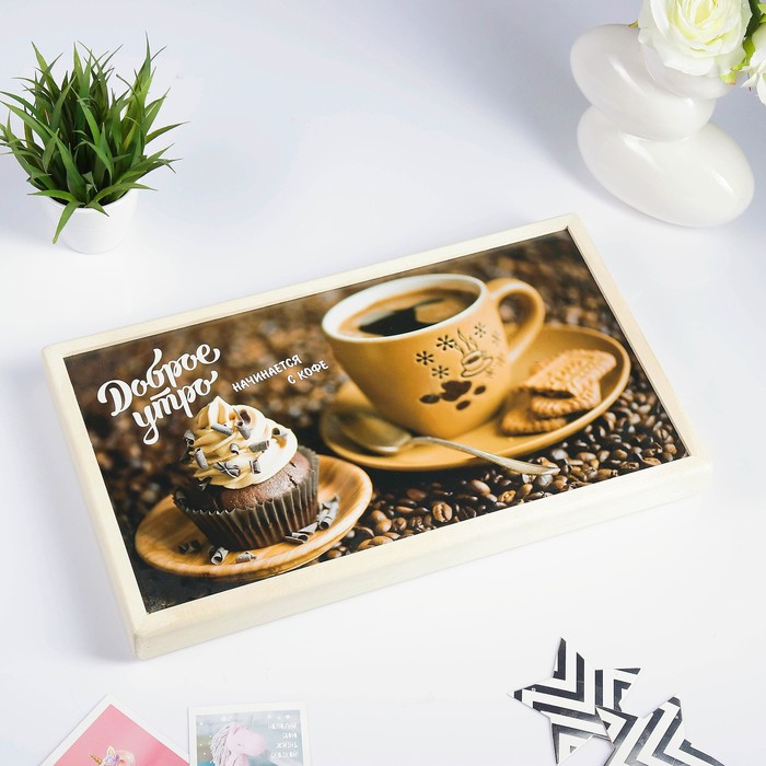 Столик для завтрака "Доброе утро" кофе с пироженкой