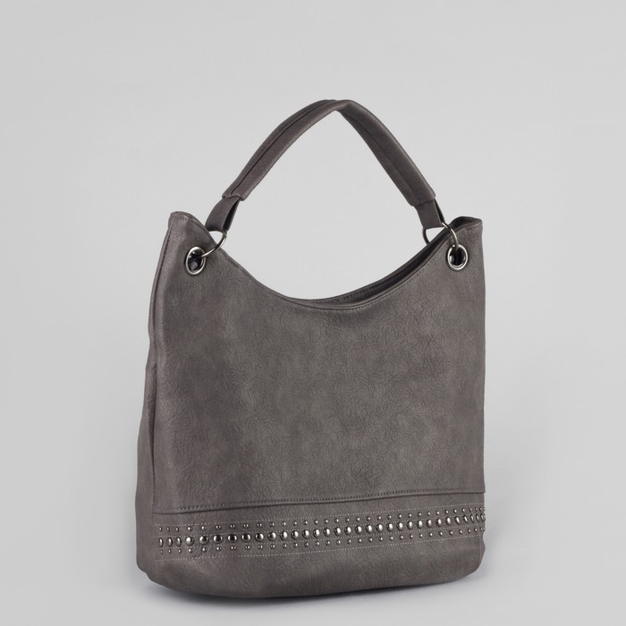 Сумка женская, отдел с перегородкой на молнии, наружный карман, цвет серый