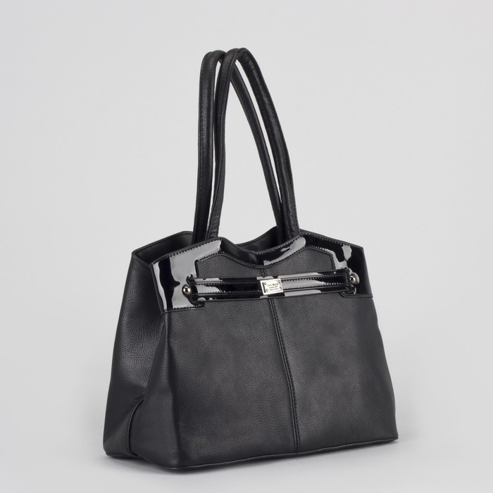 Сумка женская, отдел с перегородкой на молнии, 2 наружных кармана, цвет чёрный