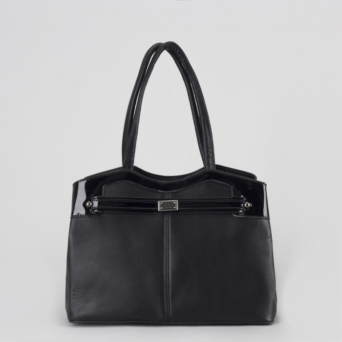 Сумка женская, отдел с перегородкой на молнии, 2 наружных кармана, цвет чёрный