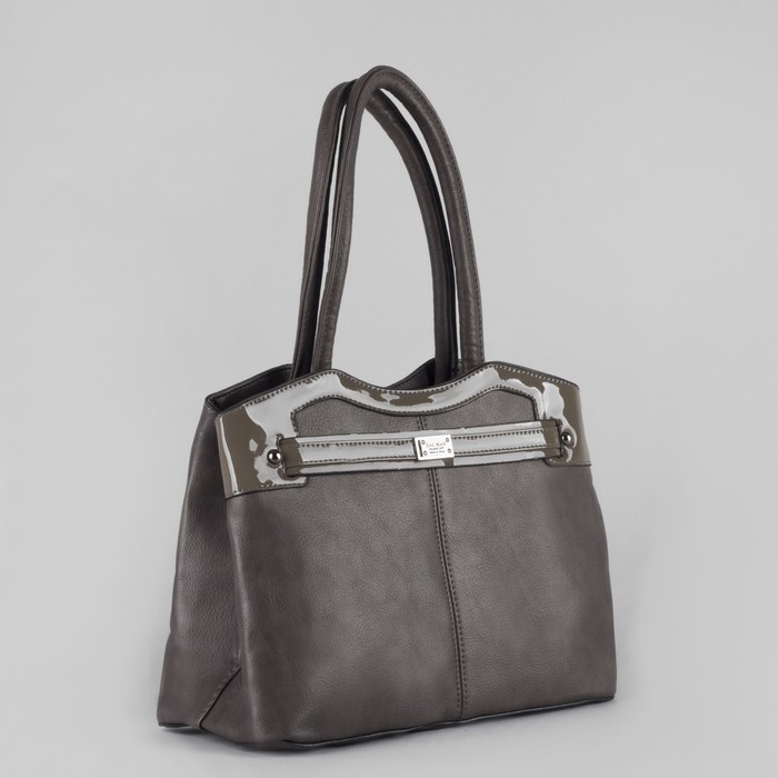 Сумка женская, отдел с перегородкой на молнии, 2 наружных кармана, цвет серый