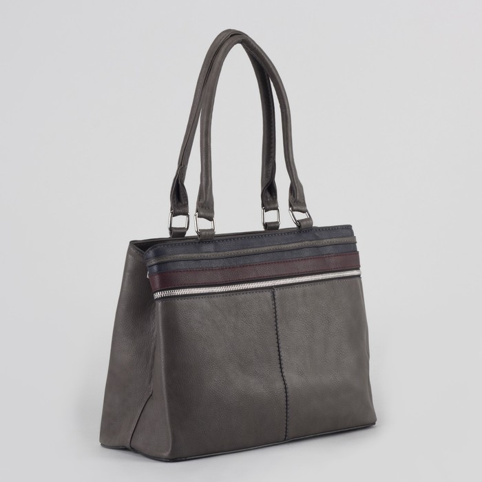 Сумка женская, отдел с перегородкой на молнии, наружный карман, цвет серый