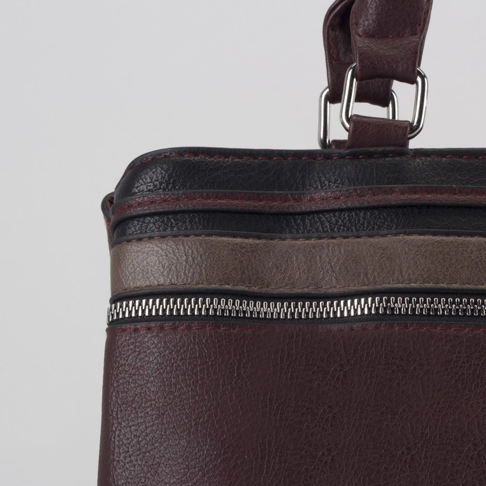 Сумка женская, отдел с перегородкой на молнии, наружный карман, цвет бордовый