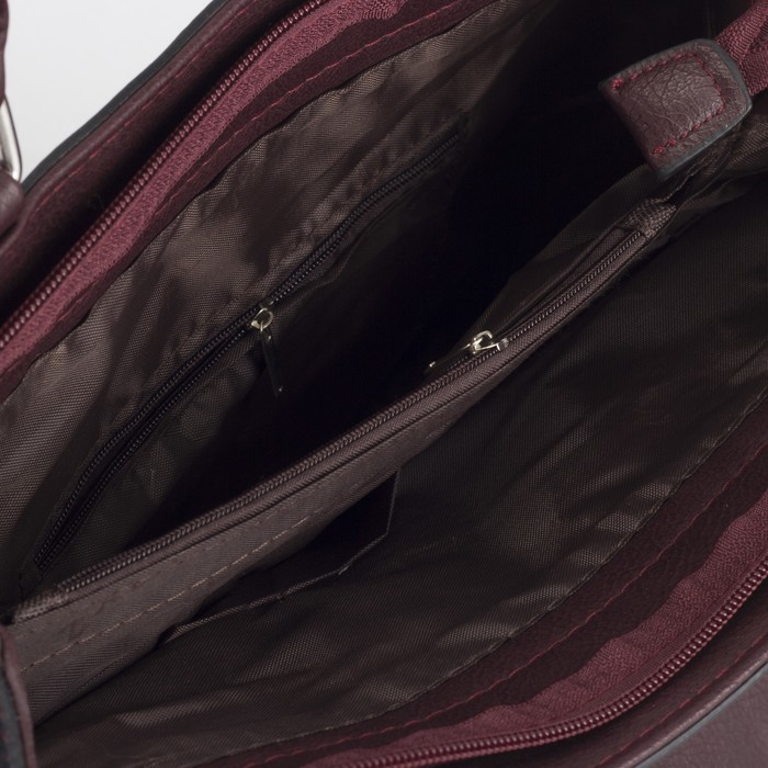 Сумка женская, отдел с перегородкой на молнии, наружный карман, цвет бордовый