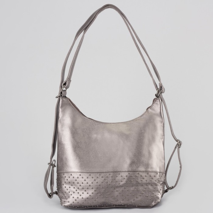 Сумка-рюкзак, отдел с перегородкой на молнии, наружный карман, цвет серебристый