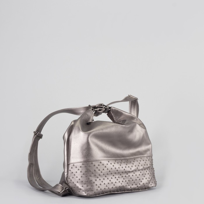 Сумка-рюкзак, отдел с перегородкой на молнии, наружный карман, цвет серебристый