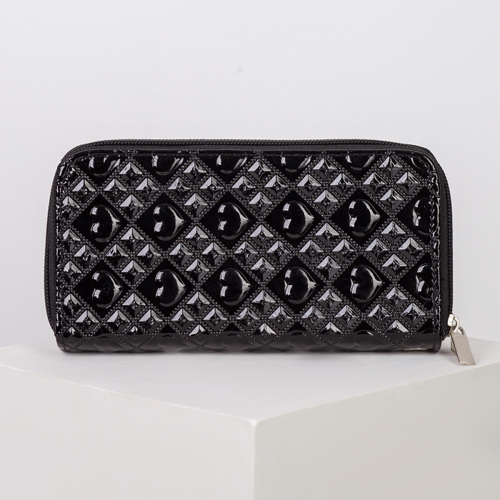 Кошелёк женский, 4 отдела на 2 молниях, для карт, для монет, с ручкой, цвет коричневый