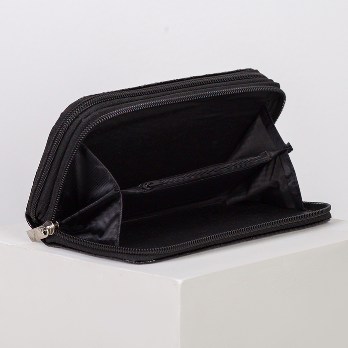 Кошелёк женский, 4 отдела на 2 молниях, для карт, для монет, с ручкой, цвет коричневый