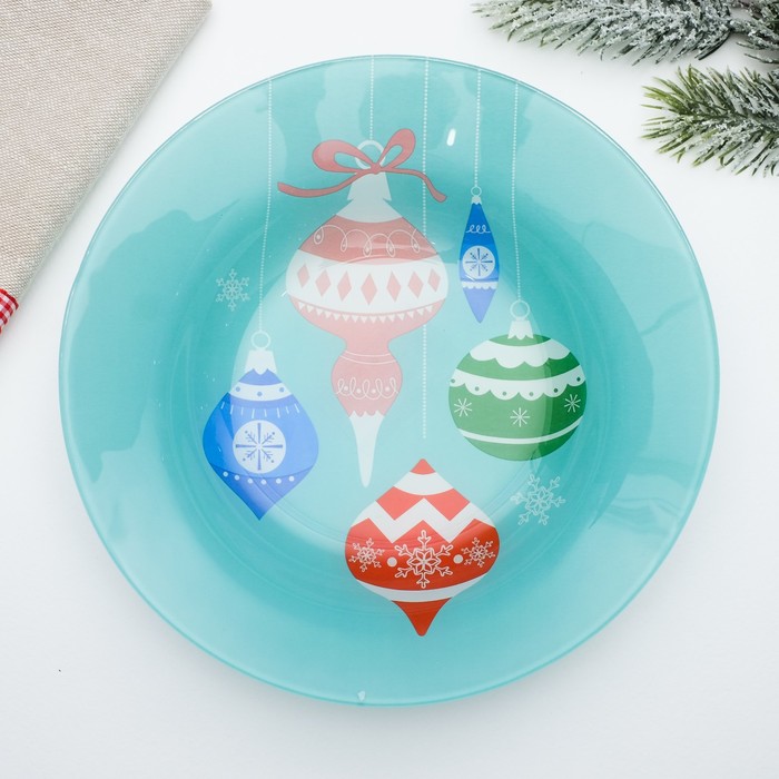 Глубокая тарелка "Ёлочные игрушки", 19,5 см