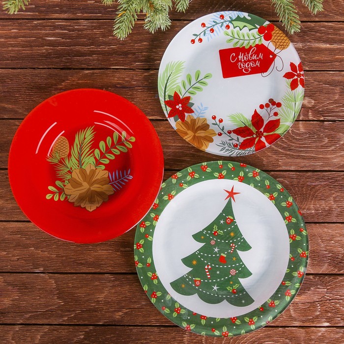 Набор тарелок "Новый год", 3 шт., 23 см