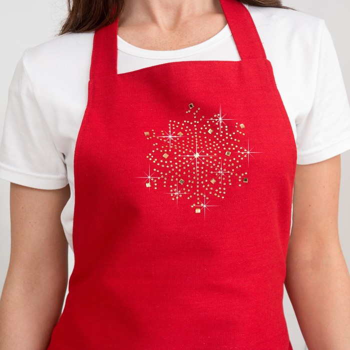 Фартук "Этель" Снежинка золото 65х70 см, 80% хлопок, 20% п/э