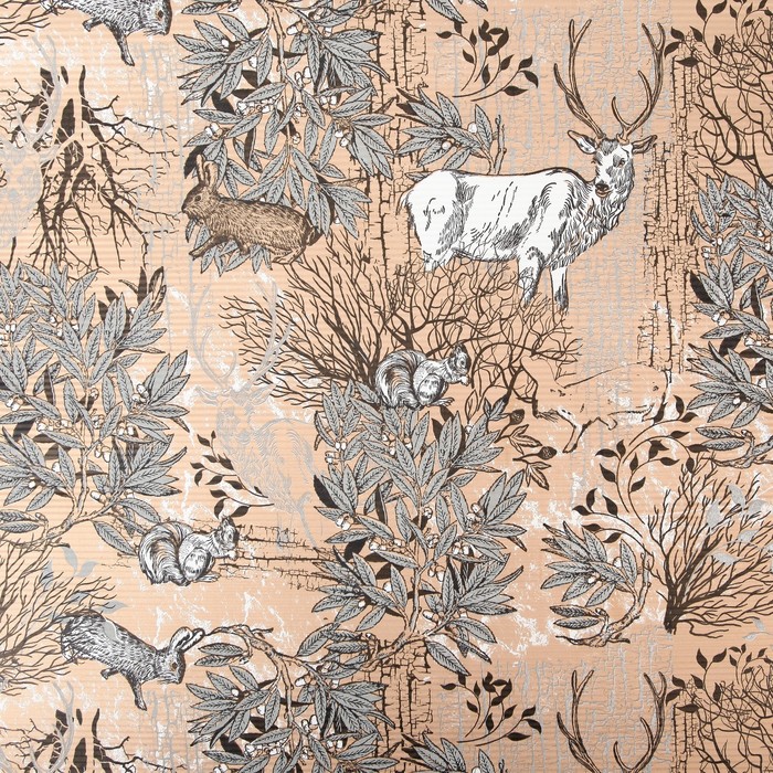 Бумага упаковочная крафт, серо-золотой, 0,5 х 10 м